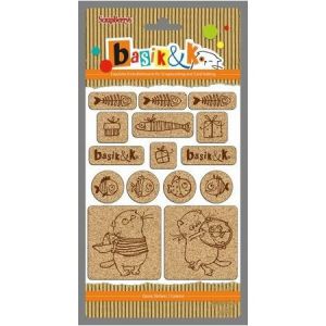 Naklejki korkowe ScrapBerry's Basik&K 2, 15szt